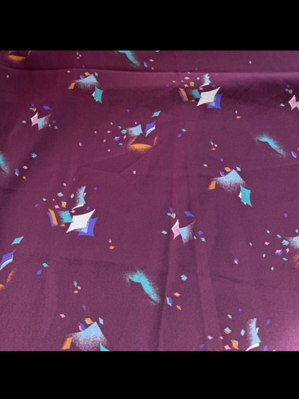 Vintage MCM Burgundy Silky Lining Fabric Geometric Shapes 1 yrd + 33" L x 45" W